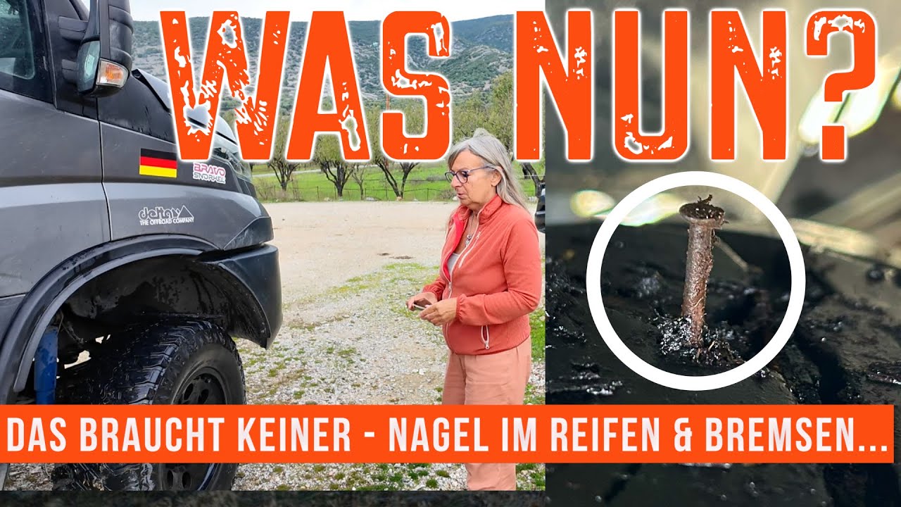 Unsere Reise geht endlich weiter👍 und dann fahren wir in einen Nagel🫣 So reparierst Du den Reifen 😁