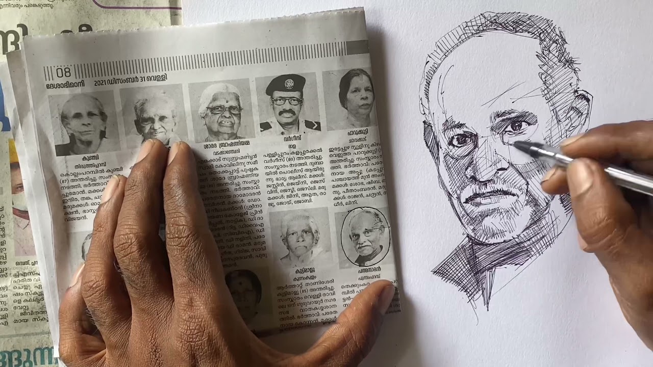 Just timepass sketch…freehand sketch practice..Drawing from the death column of the news paper…