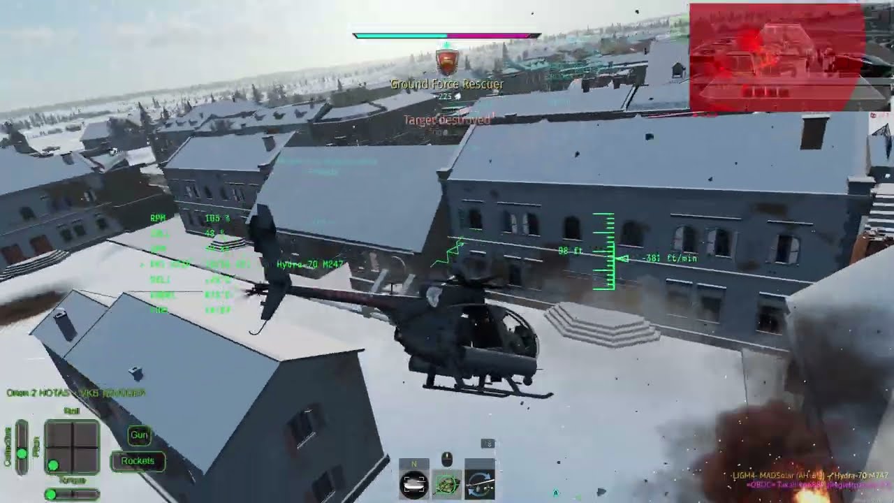 War Thunder: AH-6M Littlebird HOTAS + Track IR GROUND RB Gameplay - No ATGMS Hydras Only