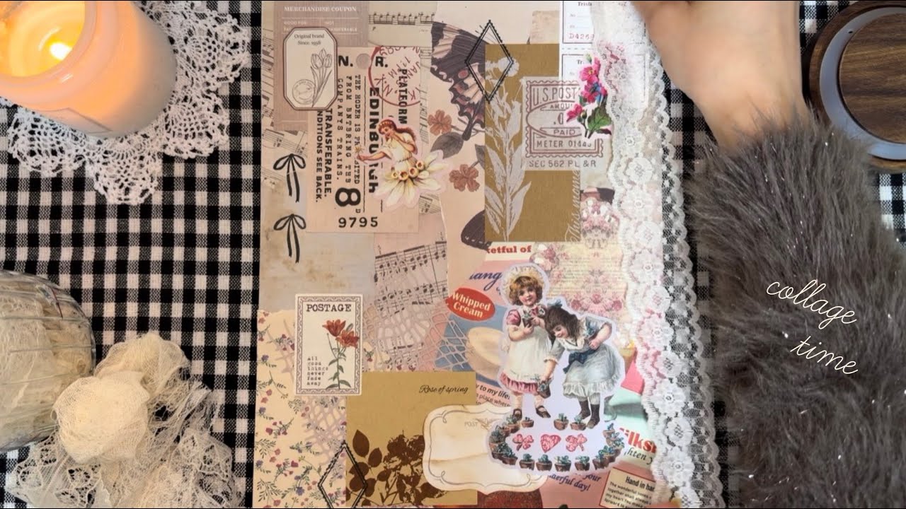 ダイソーの方眼用紙に大きめのコラージュ🥀