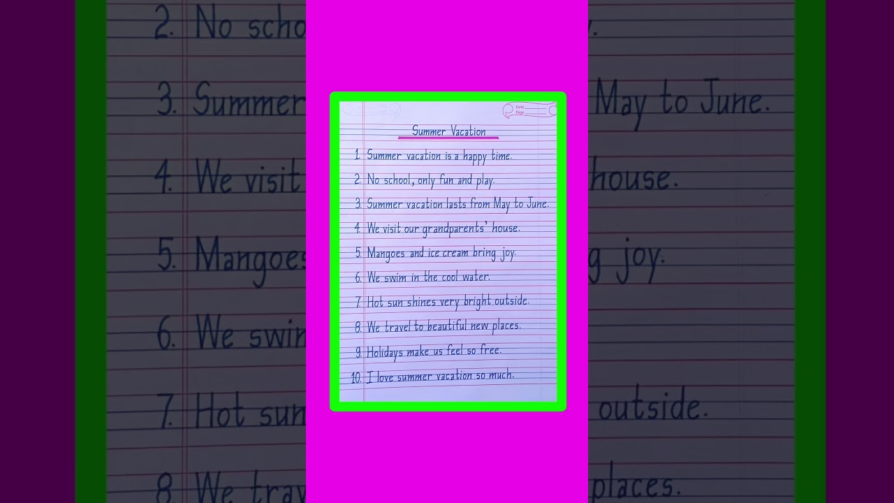 Essay On Summer Vacation/Summer Vacation Essay in English/10 Lines On Summer Vacation in English