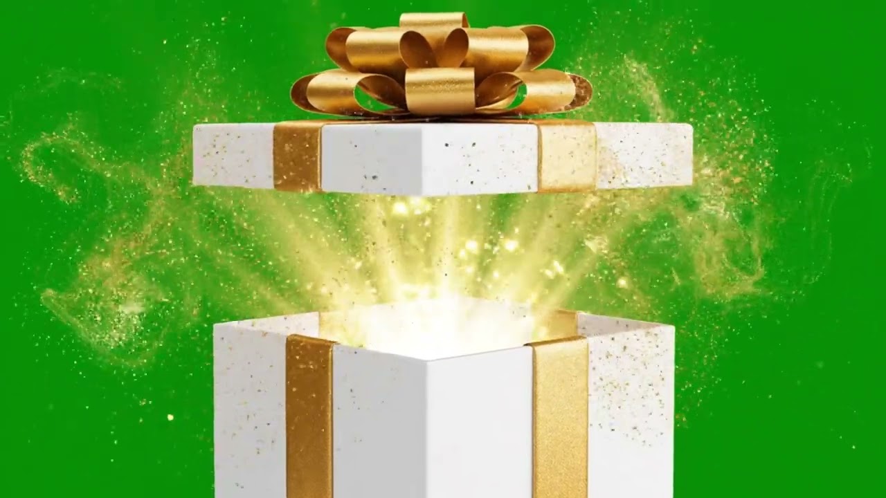 Angelic Light Christmas Gift Box Opening Green Screen Effect 01