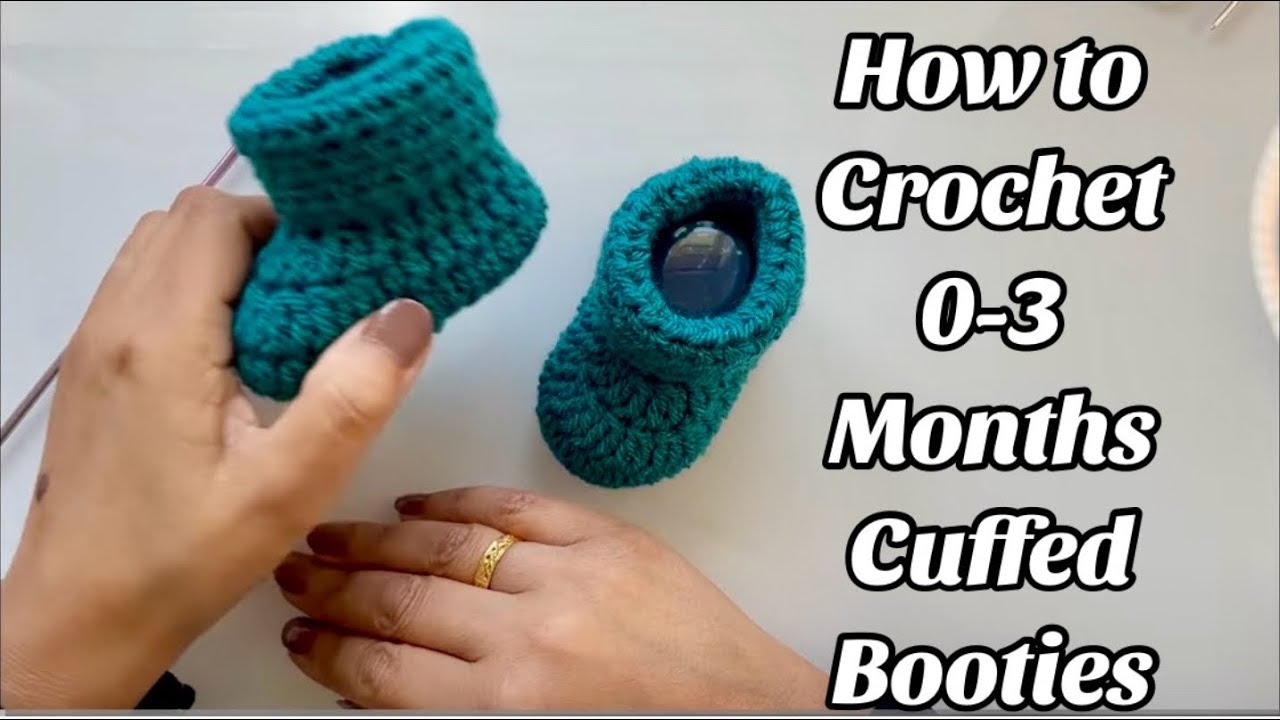 EASY! HOW TO CROCHET BABY BOOTIES 0-3 /3-6/ 6-9 MONTHS -Easy Step by step Tutorial- US TERMS