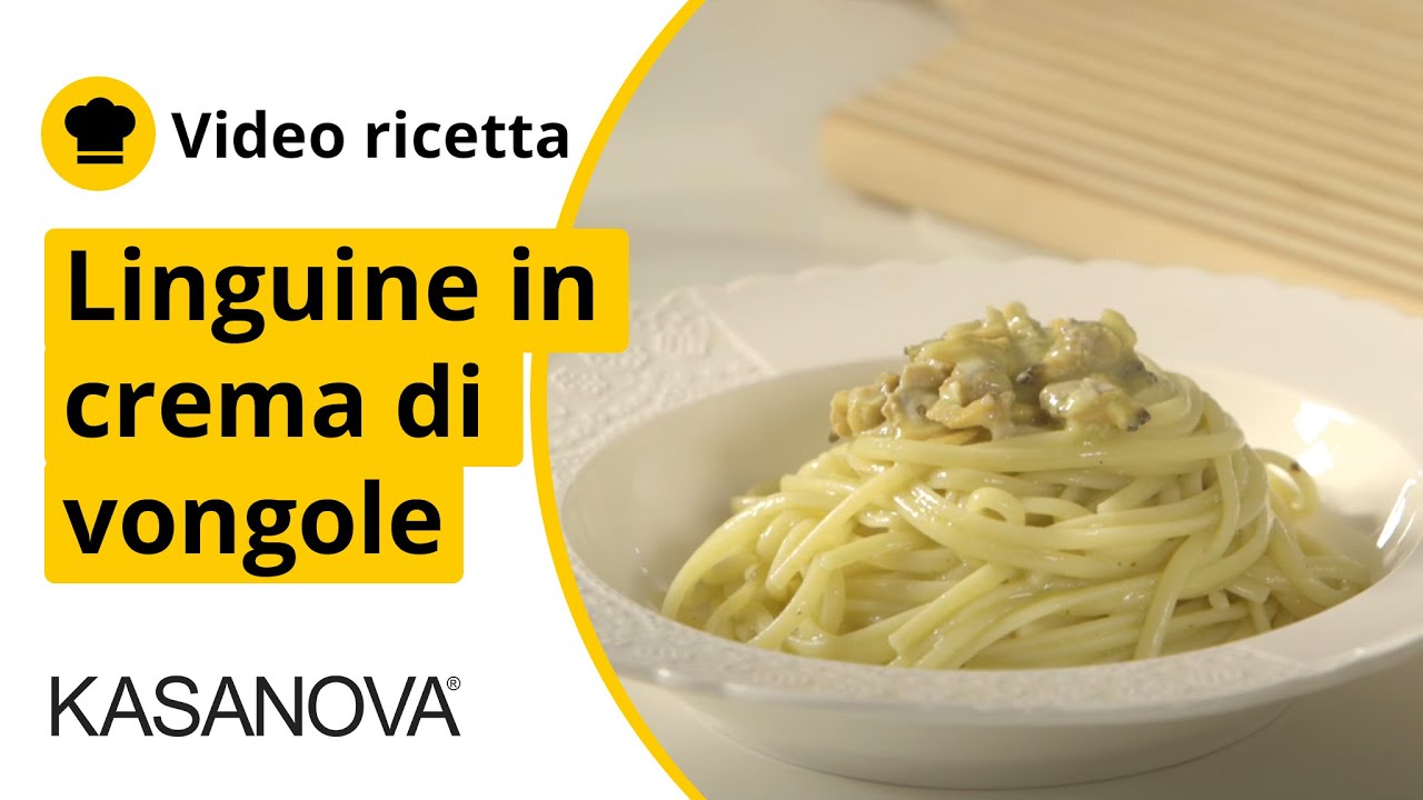 Linguine in crema di vongole e salsa di basilico