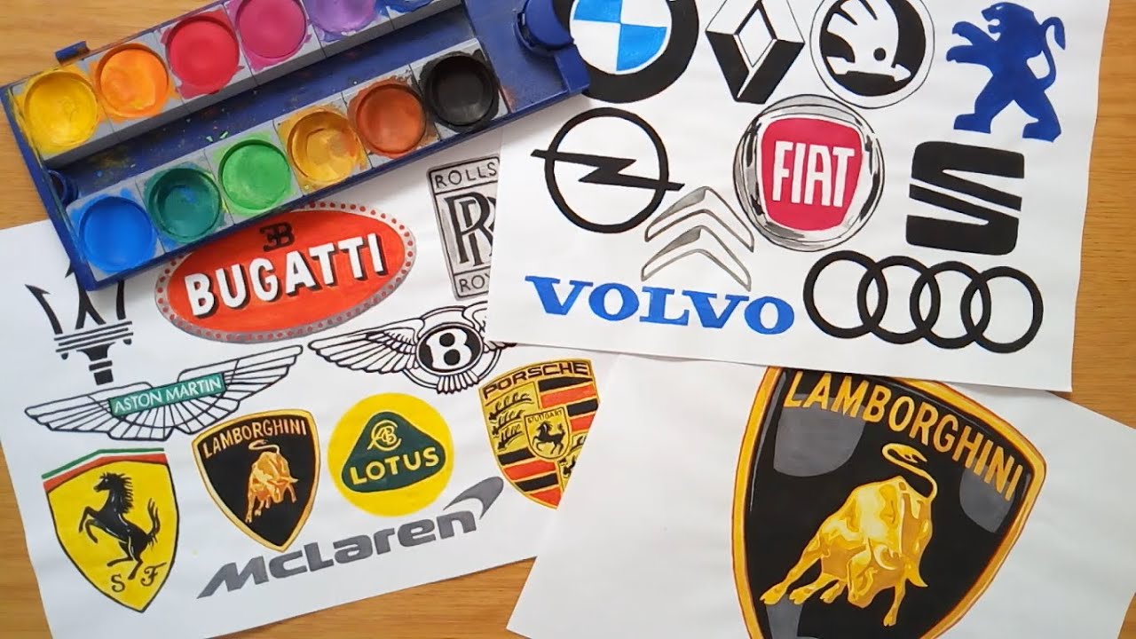 Car logos from the beginnings - colorful days