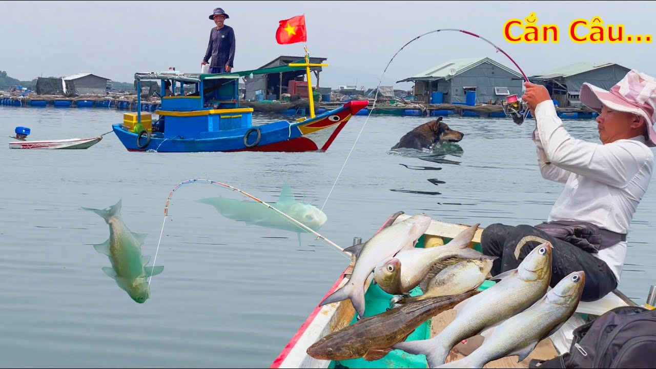 Câu Cá Làng Bè Đảo Long Sơn║Gặp Cá Chét Và Nhiều Loại Cá Bất Ngờ Ngay Miệng Cửa