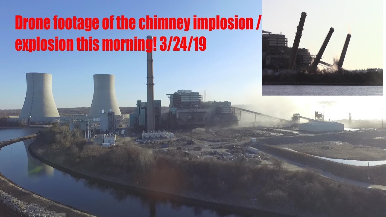 Brayton Point Power Plant Implosion Demolition Drone footage. With Police audio and Flyover at end