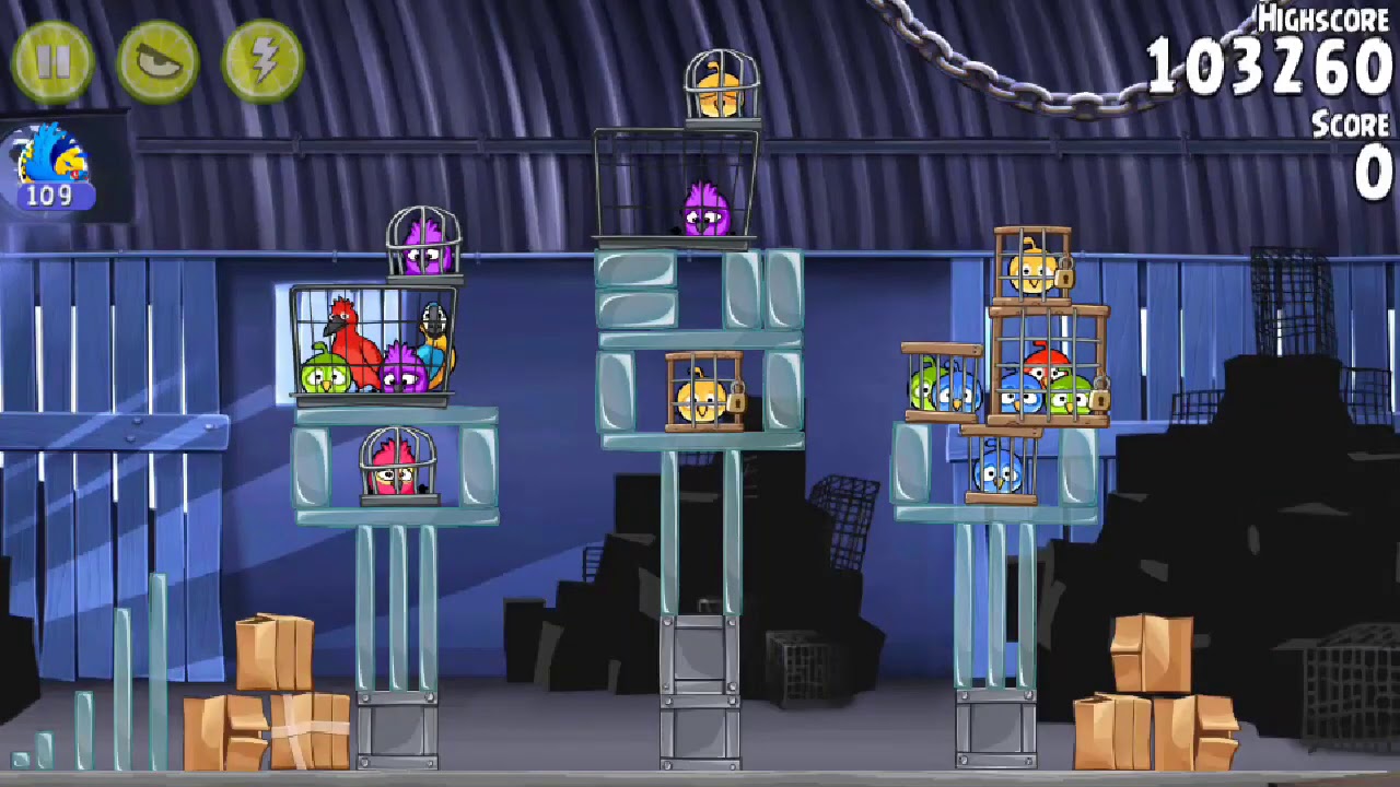Angry Birds Rio Playground and Smugglers' Den All levels (Mighty Eagle any%)