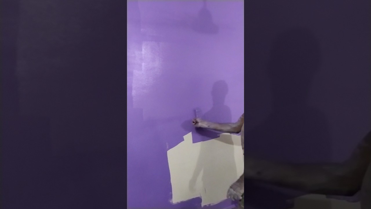 How to apply purple colour on wall//purple #paint #wallpaintong #roommakeover #shorts