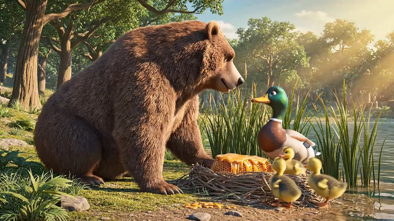 The Brave Father Duck and the Brown Bear | A Heartwarming Forest Story