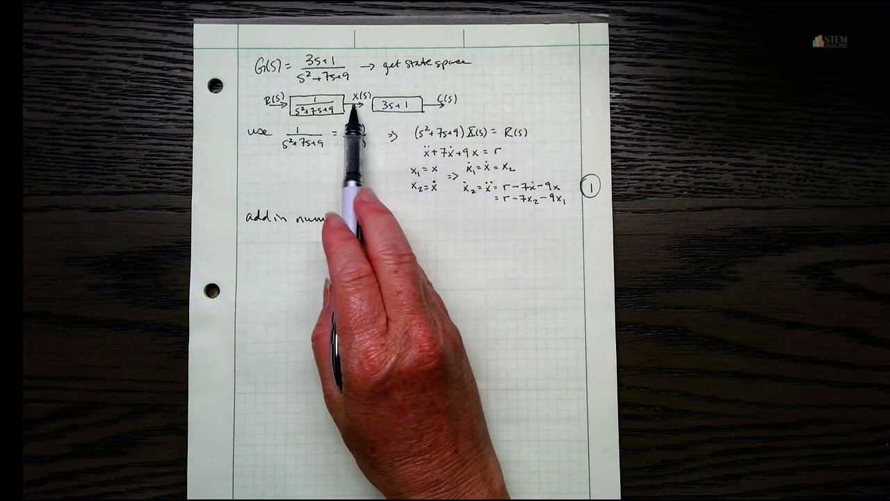 Transfer function to state space with polynomial in numerator and denominator