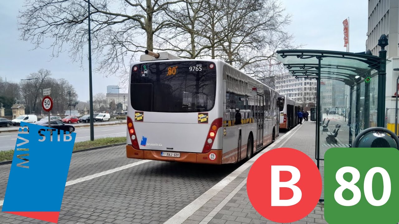 STIB Bus 80 Trajet complet (Haren vers Porte de Namur) dans un VANHOOL NewA330 (9765)