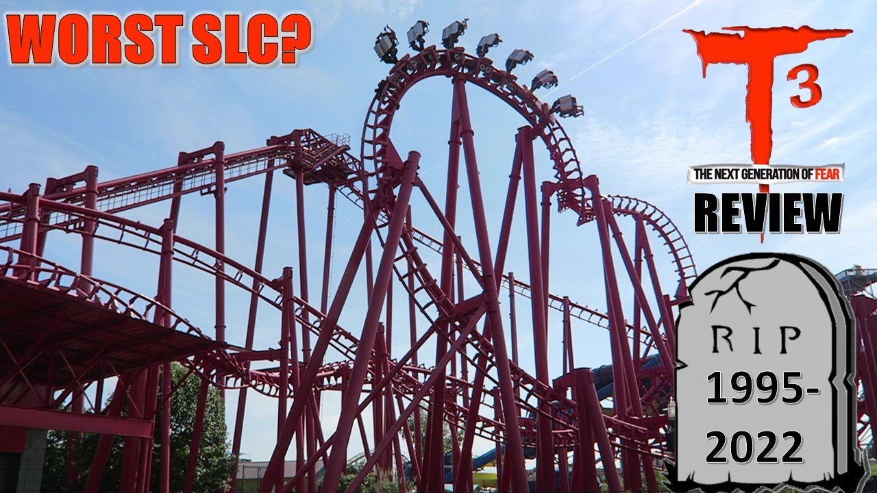 Обзор аттракциона T3 (1995-2022), перевернутые американские горки в парке Kentucky Kingdom выводя...