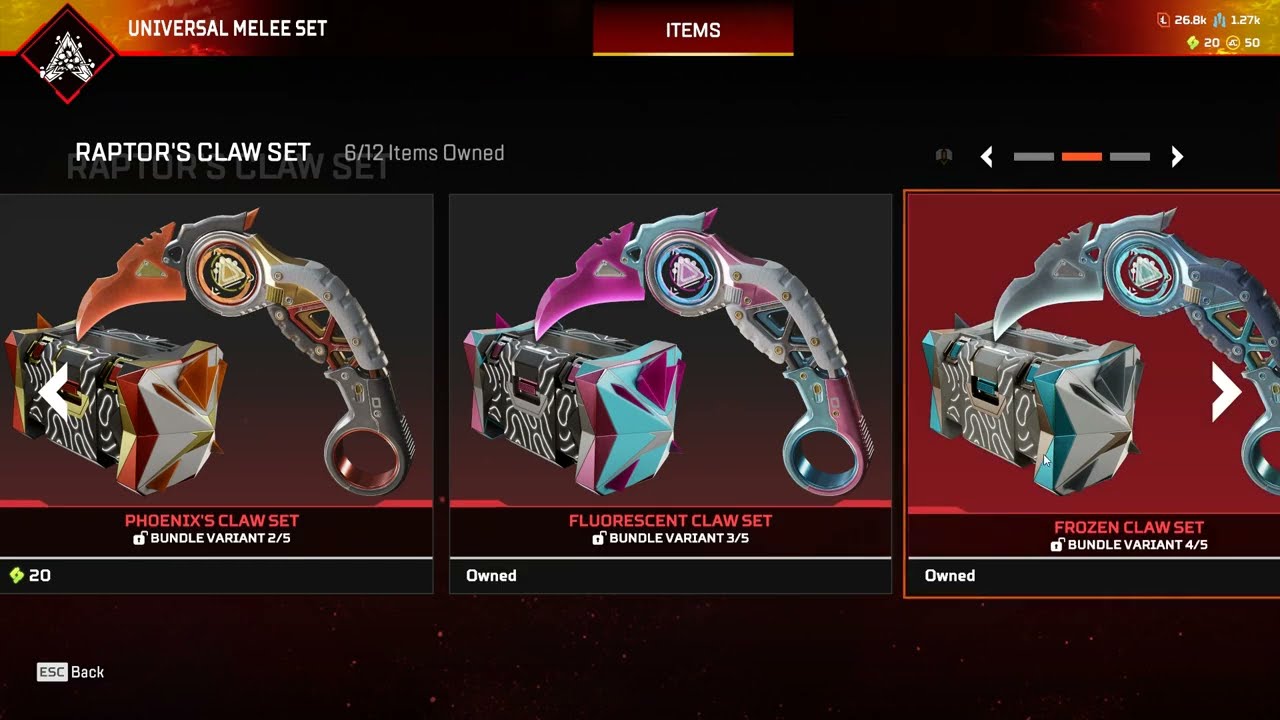 (Sold)2 Mythics Horizon Heirloom+Universal Heirloom Raptors Claw 250 Legs 8k Lifetime Kills