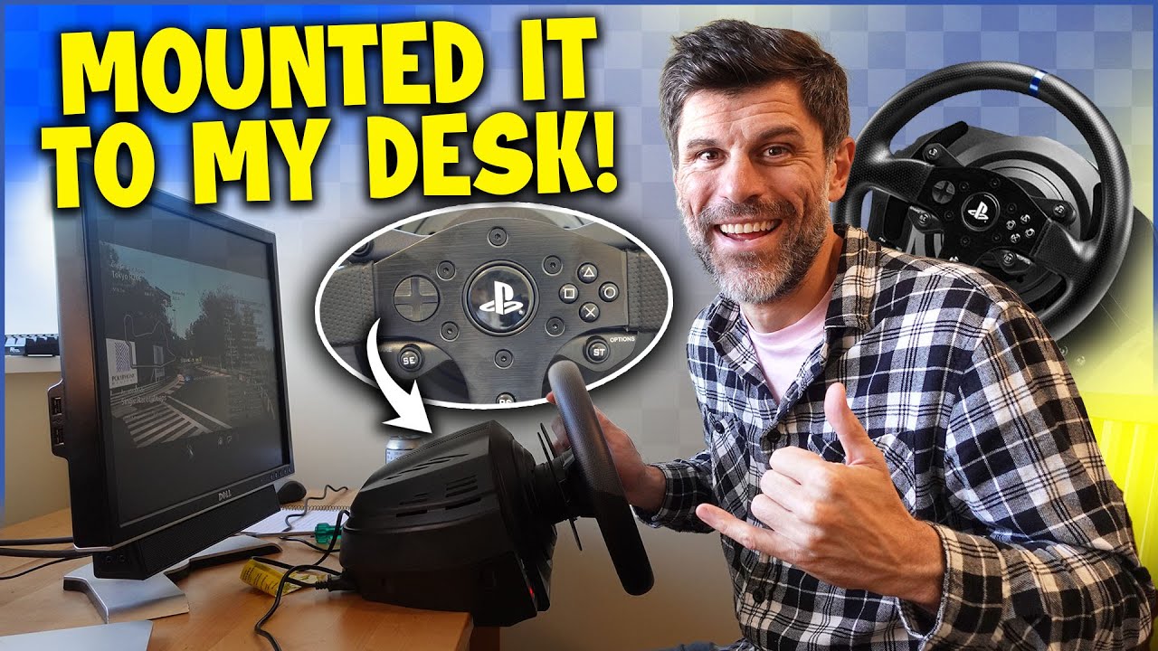Я установил Thrustmaster T300 на свой стол.