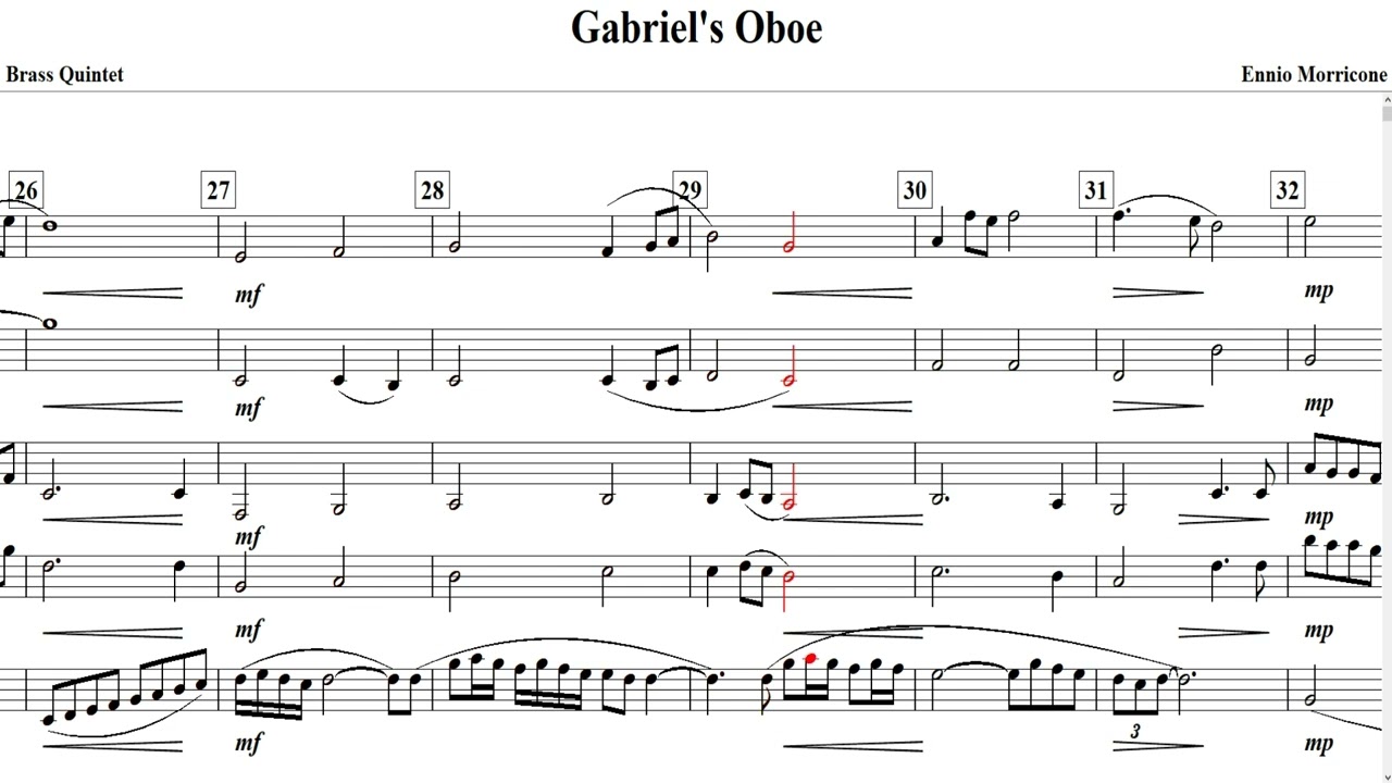 Gabriel's Oboe(Ennio Morricone)-Brass Quintet