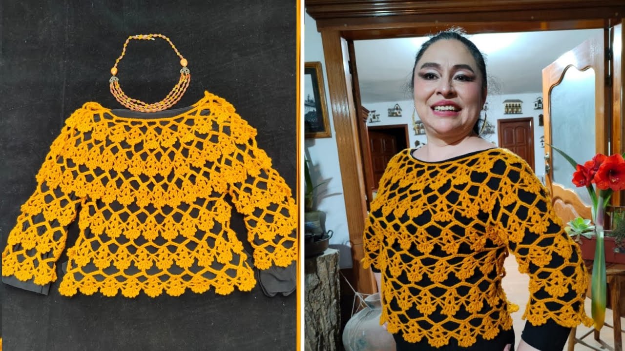Blusa - Sueter MOZTAZA muy FACIL de hacer a #crochet