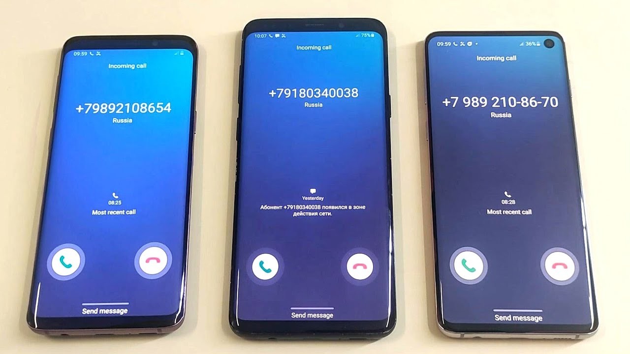 Samsung Galaxy S9 vs Galaxy S9 plus vs Galaxy S10 incoming call & outgoing call