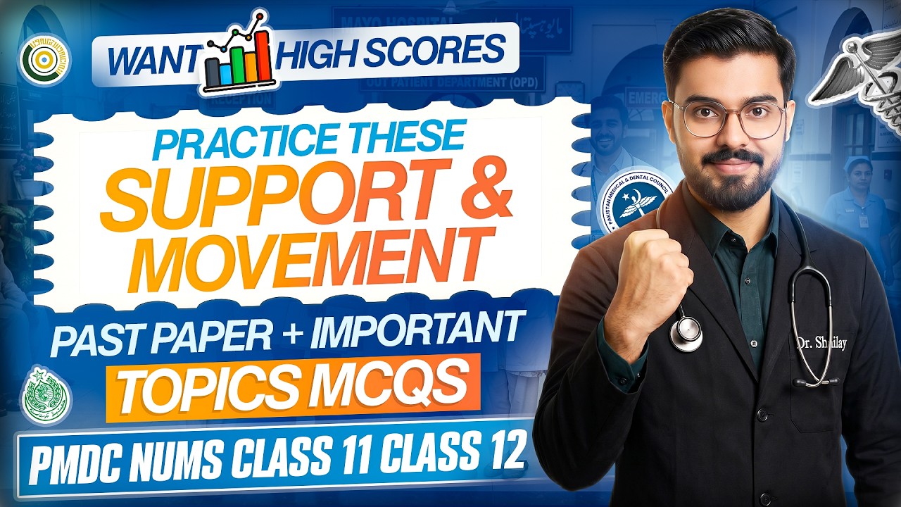 Support & Movement MCQs | Skeleton, Muscles & Joints | Past Paper + Important Topics | PMDC & NUMS