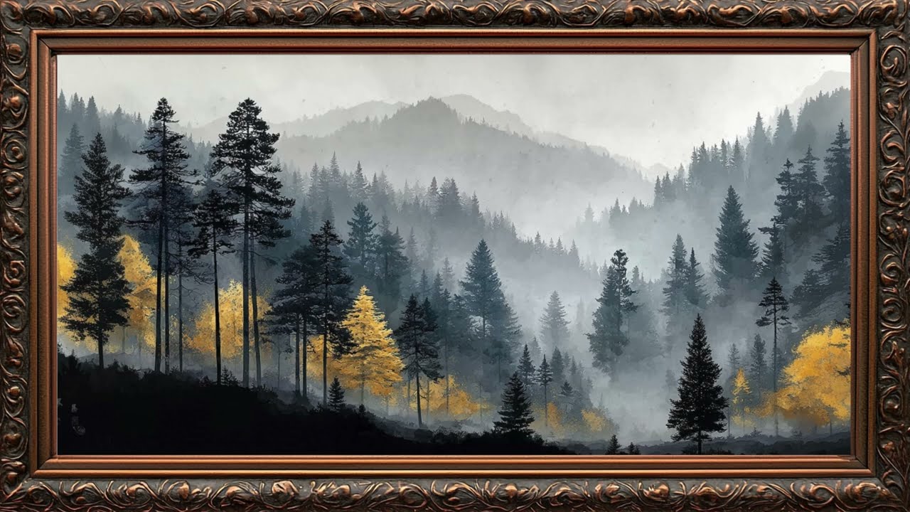 luxurious Landscape View FRAME TV ART | Frame TV ART | Golden Framed Art |