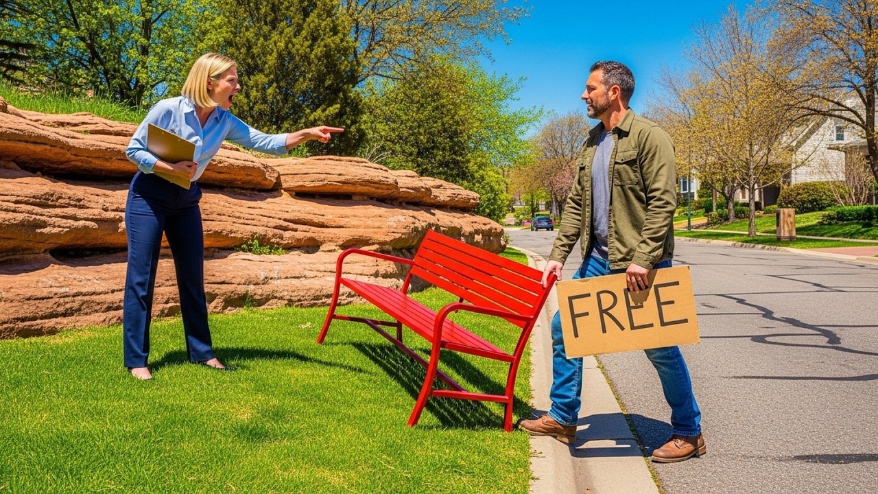 HOA Built a Bench on My Overlook, I Moved It to the Curb With a Free Sign Attached