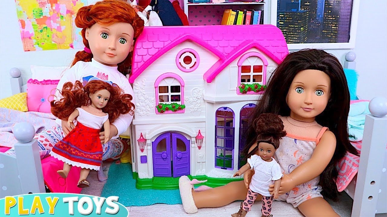 Doll Sisters New Dollhouse ! Play Toys evening activities for kids!