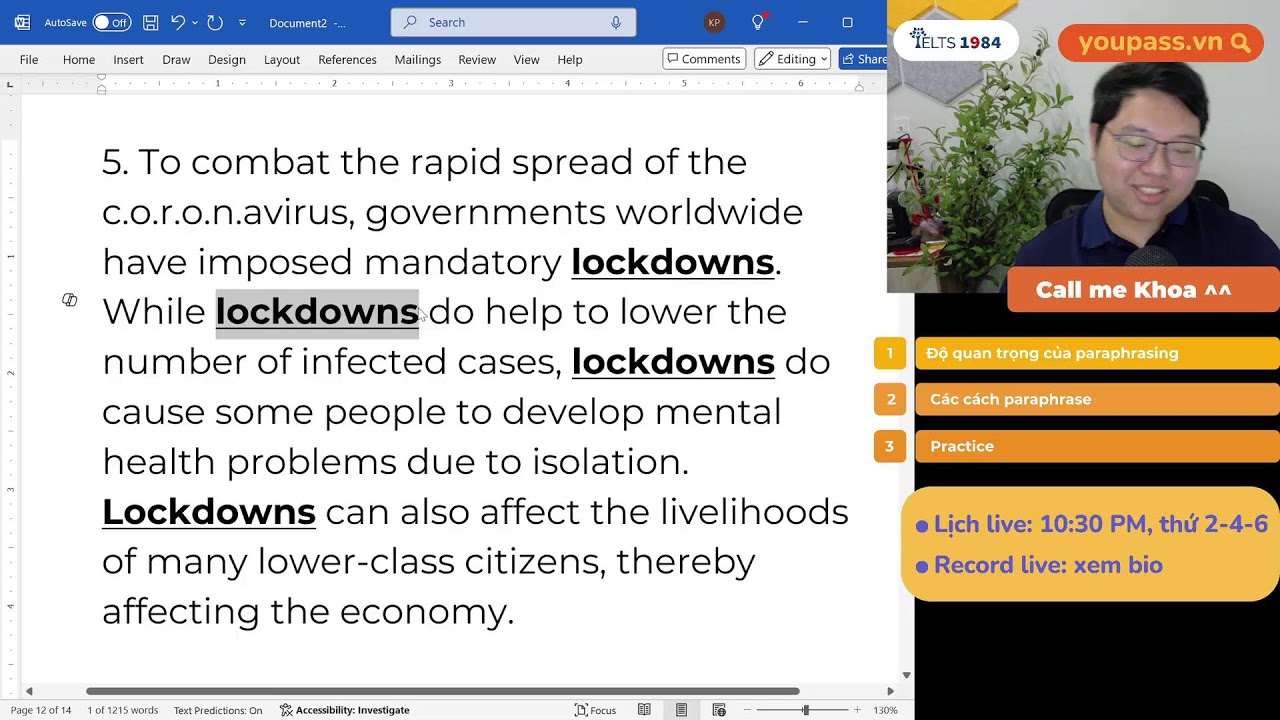 Livestream giải đề IELTS Writing Task 2 - Cách Paraphrase