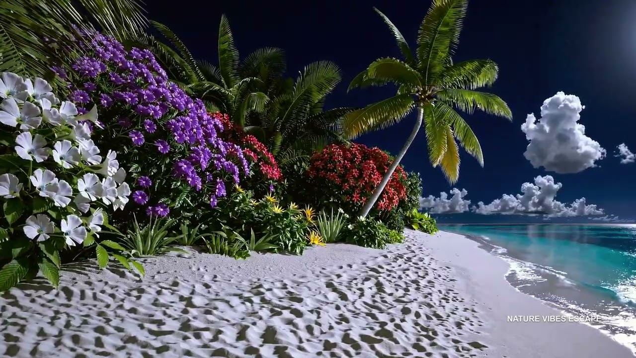 SLEEP 🌙 Caribbean Vibe | Night Ambience | Ocean Sounds 🌊 Sleep, Study & Focus | 4K
