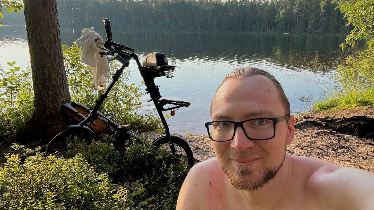 От оз. Комонь до оз. Приветное по лесным дорогам и тропам на велосипеде Strida   26.07.24