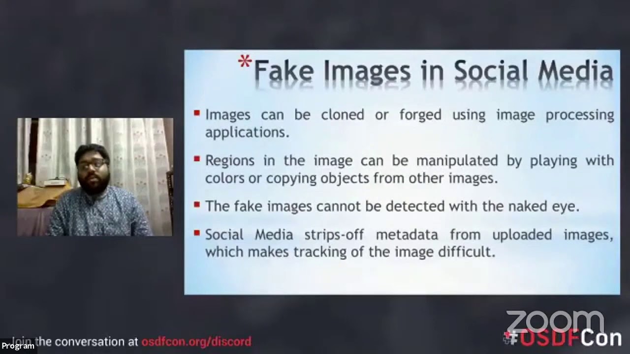 Detection and Tracking of Forged Digital Images on Social Media using Forensically, OSDFCon 2020