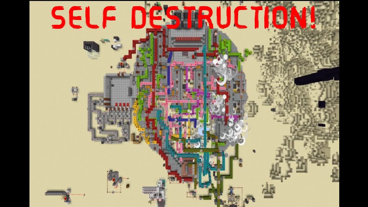 Self-Destruction of Minecraft Facility! Vanilla Redstone. (Playable in future.)