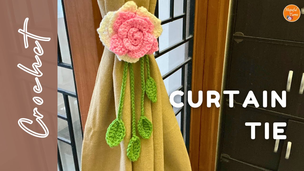 How to Crochet Rose Flower Curtain Tie Backs | Beautiful Crochet Rose flower pattern for Home Decor