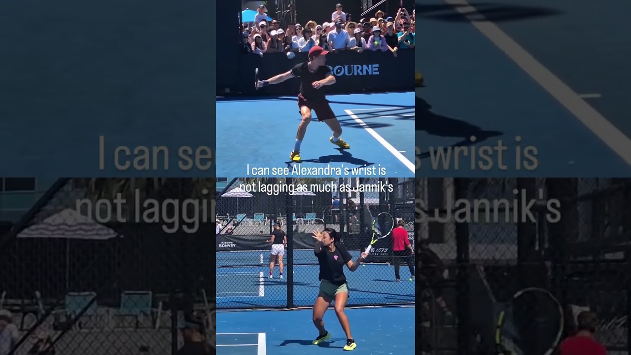 Alexandra Eala vs Sinner forehand. AO 2026. 