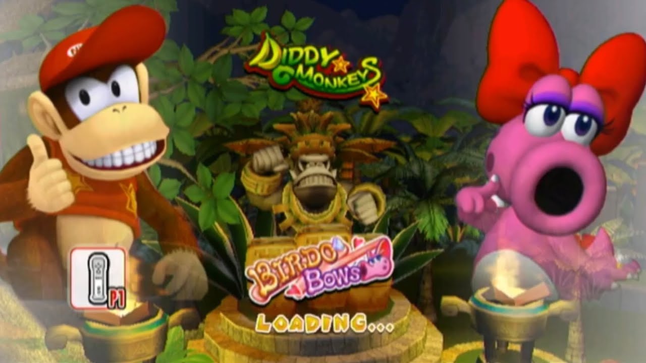 Mario Super Sluggers: Diddy Kong vs Birdo (DK Jungle Night)