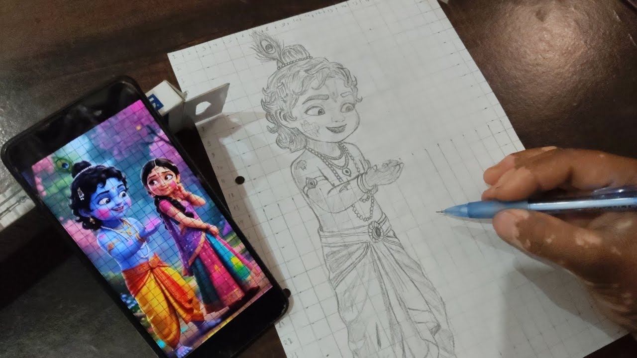 Radha Krishna Holi Drawing, How To Draw Radhakrishna Playing Holi Animestyle, Step By Step Tutorial