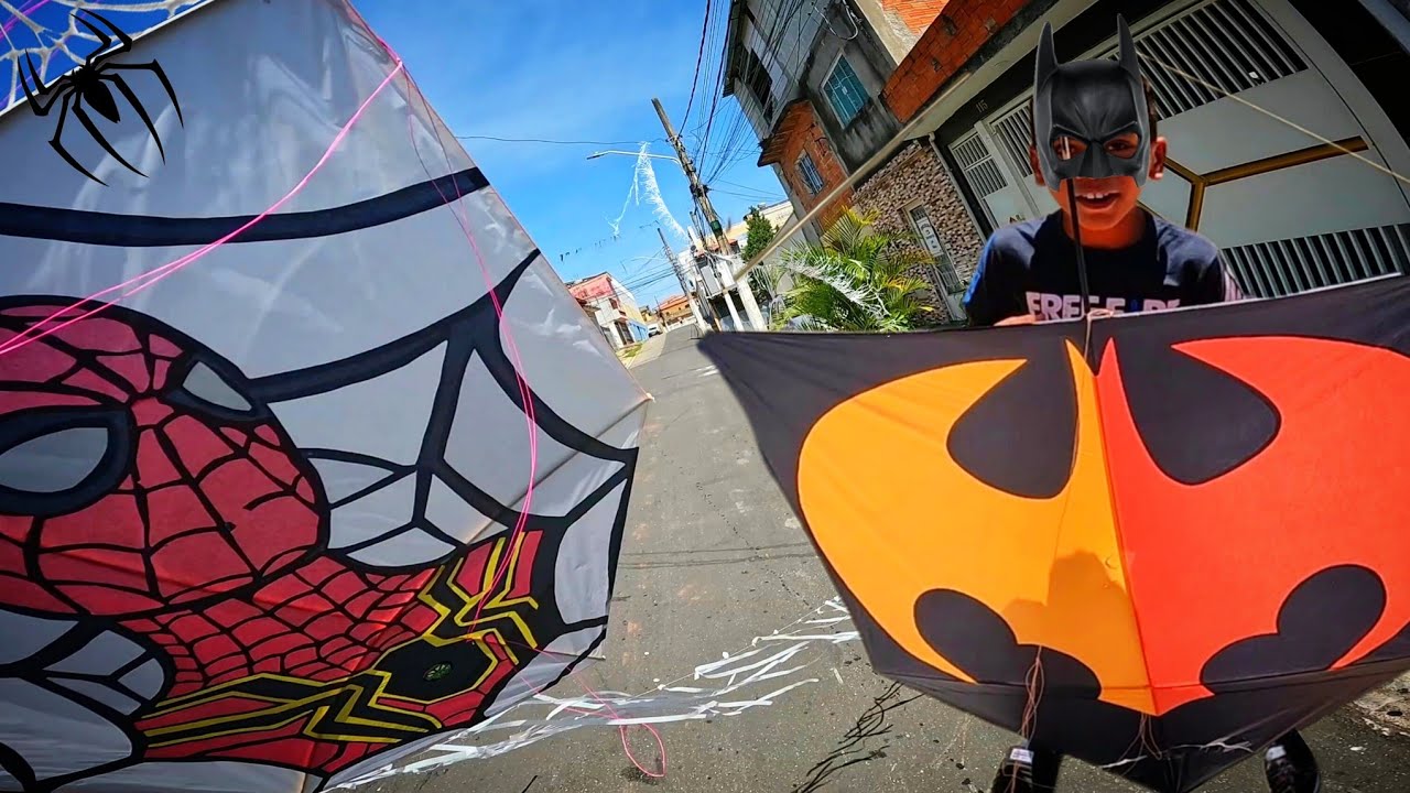 PIPA DO HOMEM ARANHA E O PIPÃO DO BATMAN ATRAVESSOU OS APARADORES PARA OS CAÇADORES DE PIPA