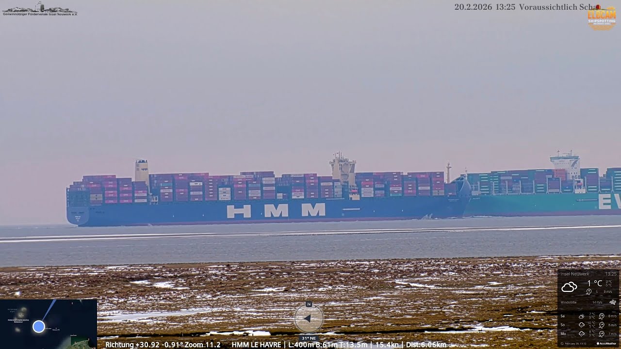 EVER ALOT & HMM LE HAVRE treffen sich vor Neuwerk | Container-Giganten auf der Elbe