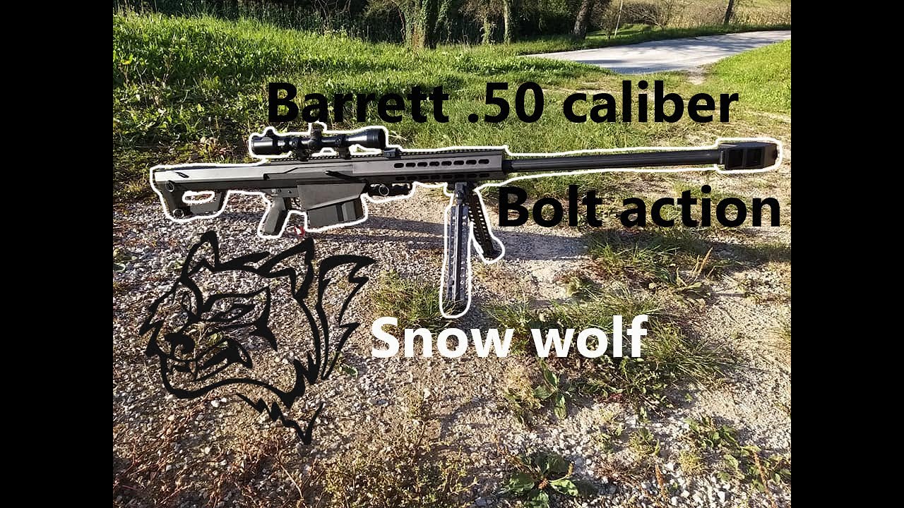 Barrett .50 cal airsoft spring replica (Snow wolf) unboxing, assembly, and chrono test