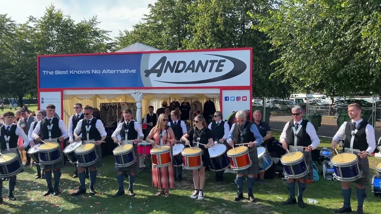 Peoples Ford Boghall & Bathgate Caledonia drum fanfare at the world pipe band championships 2022