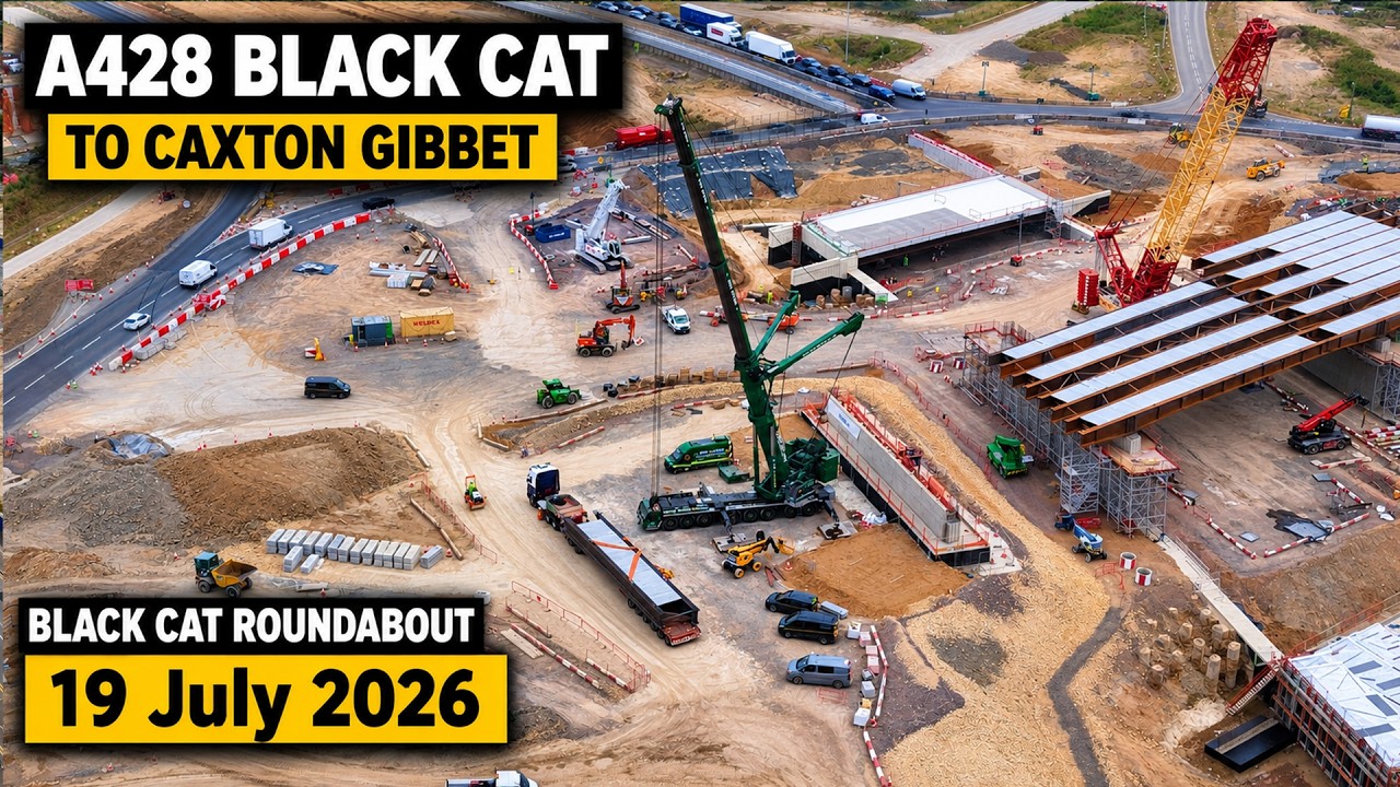 Строительство эстакады A421 | A428 от Black Cat до Caxton Gibbet