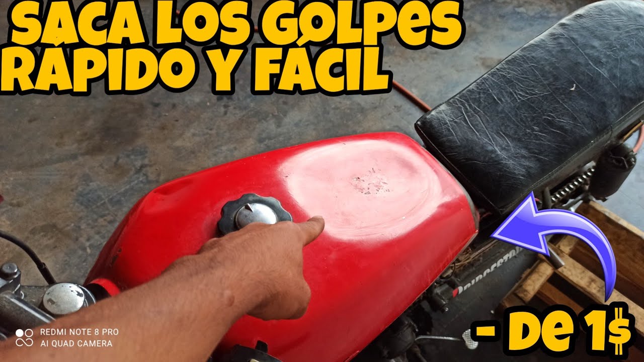 COMO SACAR LOS GOLPES DEL TANQUE DE MI MOTO con menos de 1 $ dólar / FACIL Y RAPIDO