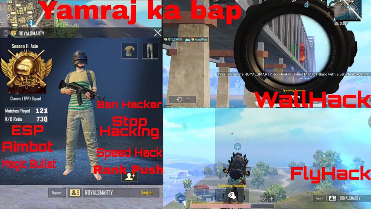 730 KD !!! | AIMBOT+ ESP + WALL HACK + SPEED HACK + FLY HACK| Yamraj ka bap | PUBG MOBILE | 18+ Guys