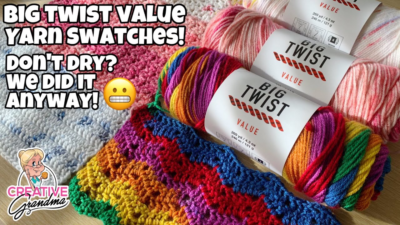 Crochet Swatches  BIG TWIST VALUE YARN - Wash & Dry Tested -  #joanns