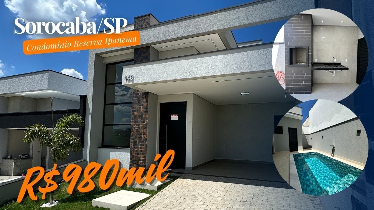 Sorocaba/SP- Condomínio Reserva Ipanema- Piscina, área gourmet, suite com closet e muito mais!