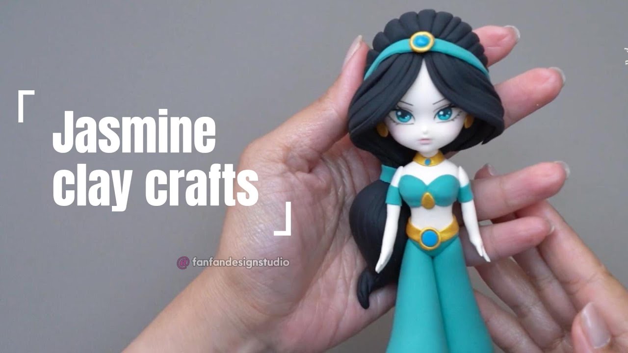 how to make disney princess Jasmine with soft air dry clay craft art tutorial crafts vlog