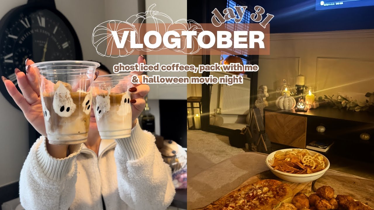 VLOGTOBER DAY 31 | the last vlog!!! ghost iced coffee & a halloween movie night