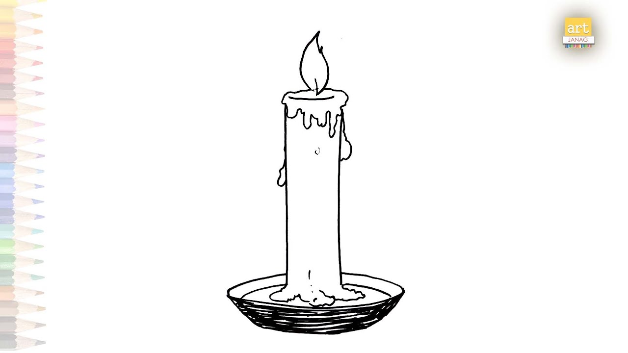 Candle drawing sketches | How to draw Burning Candle step by step | Candle making art | easy drawing