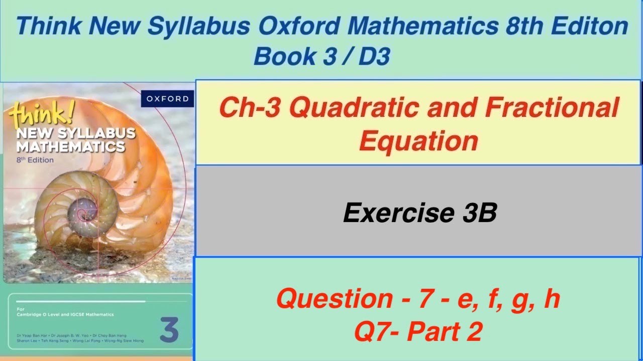Exercise 3B Question -7-e, f, g, h Oxford New Syllabus Mathematics 8th edition Book 3 | D3 EX-3B Q7