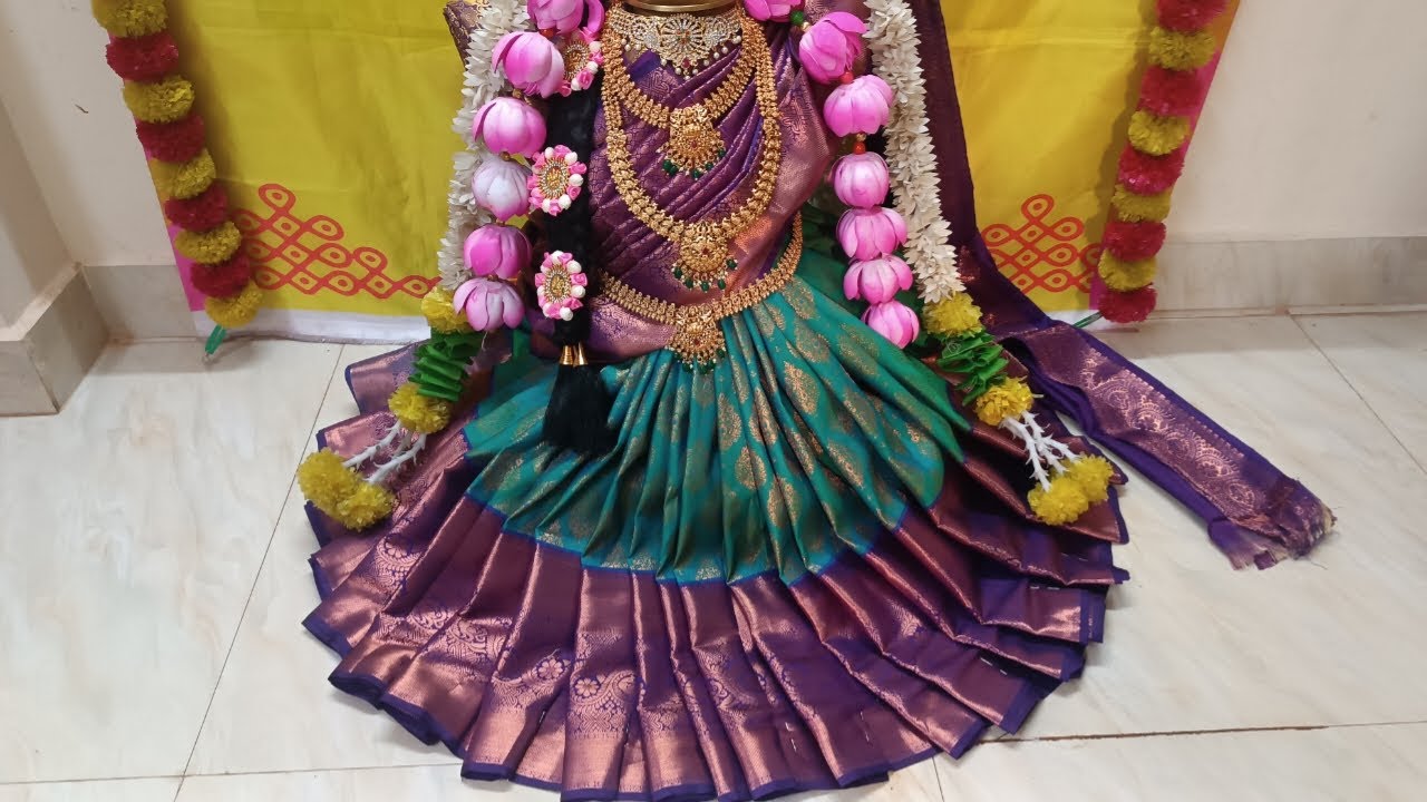 Varalakshmi devi saree draping | quick and easy saree draping | Lakshmi Devi decoration