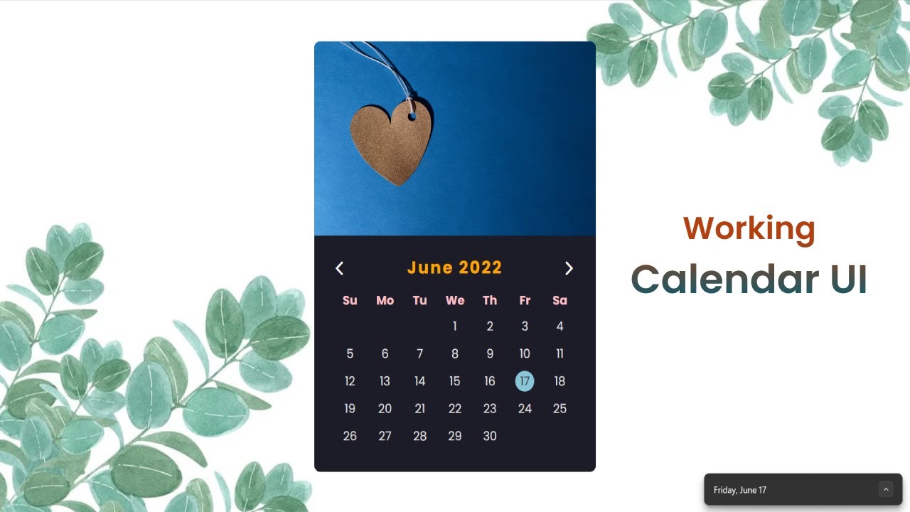 How to make Calendar UI using jQuery | The Webfix